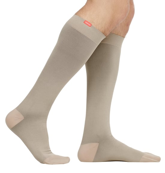 Brede M-wicking nylon 15-20 mmhg compressiesokken - Cachou - Image 2