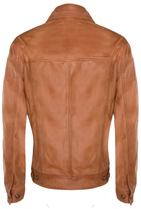 Trucker slim fit leather shirt-jean jacket