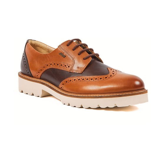Pod Kortney Leren Dames Tan Multi-Brogues Schoenen - Image 1
