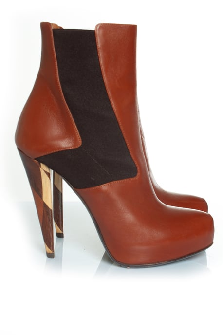 hidden platform boots in cognac leather - Image 4