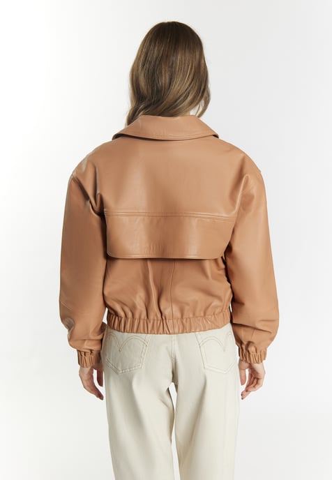 Dreimaster Leren blouson Dames Kameel - Image 4
