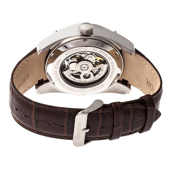 Heritor automatisch Daniels semi-skelet horloge met leren band - Image 2