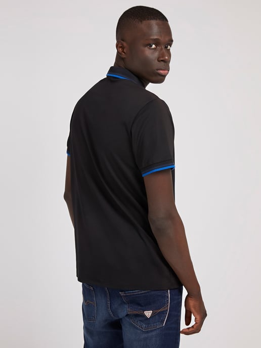Guess Mens Short Sleeve Sports Pique Triangle Polo Shirt