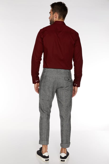 Long Sleeve Plain Shirt in Red