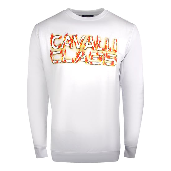 Cavalli Class Fire Logo Ontwerp Wit Sweatshirt - Image 1