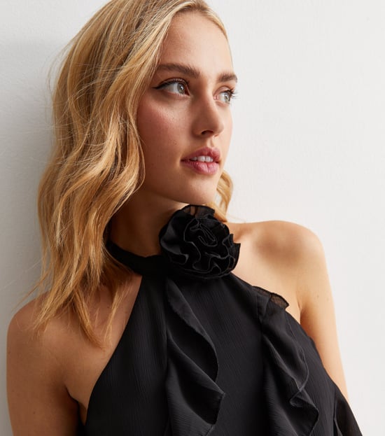 Ruffle Detail Halter Neck Top
