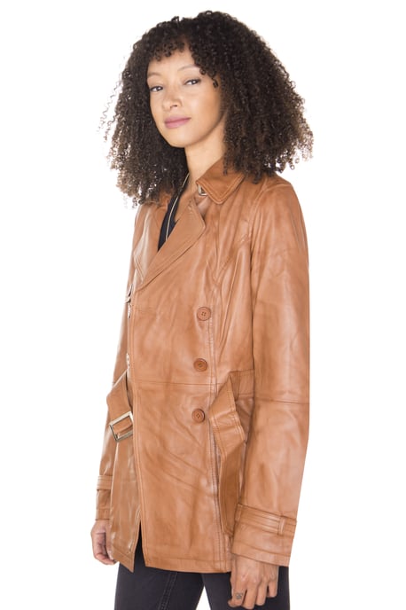 Womens Nappa Leather Trench Coat-Mosul
