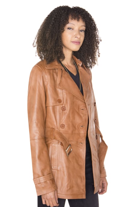 Womens Nappa Leather Trench Coat-Mosul