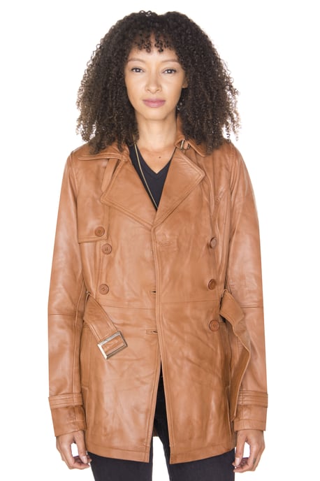 Womens Nappa Leather Trench Coat-Mosul