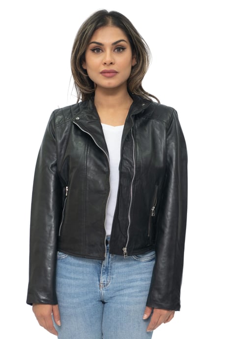 Womens Leather Biker Jacket-Celaya