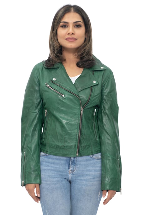 Womens Leather Classic Biker Brando Jacket-Baku