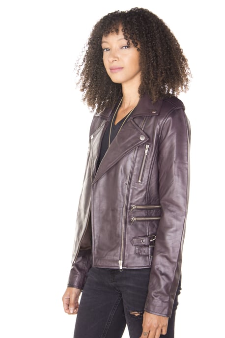 Womens Leather Vintage Brando Biker Jacket-Orlando