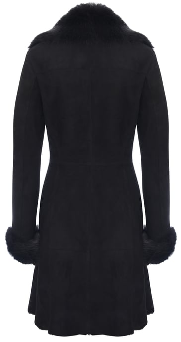 Womens Suede Merino Shearling Coat with Toscana Collar-Hanoi