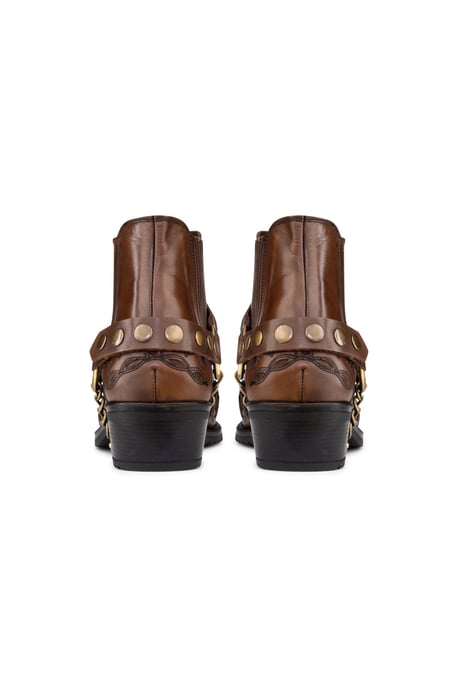 Men's Brown Leather Two-tone Winklepicker Biker Boots