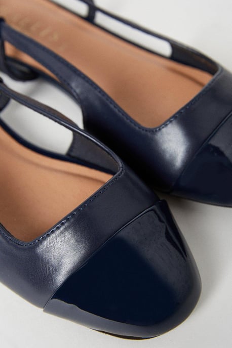 Wide Fit Penelope Slingback Toe Cap Detail Flat Pumps