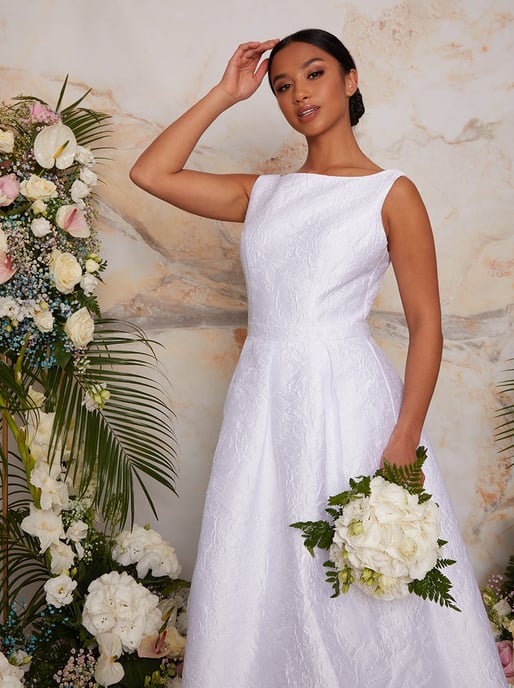Petite Sleeveless Textured Bridal Wedding Dress