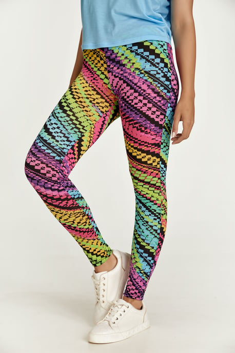 Lila legging met meerkleurige print - Image 4