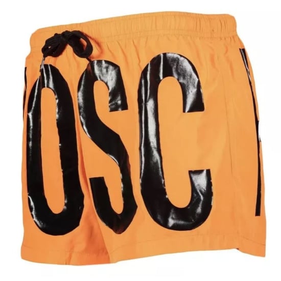 Moschino Brand Print Logo Light Orange Short Swim Shorts