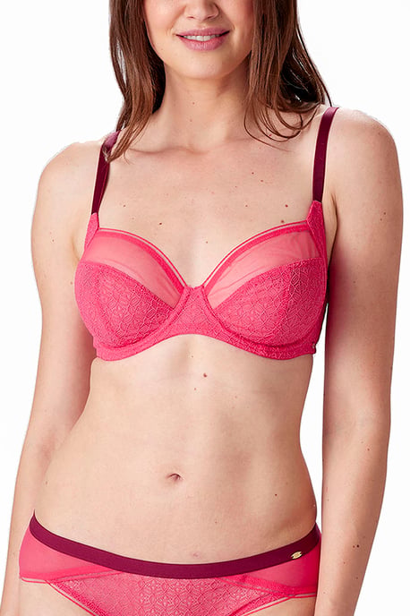Delicate Lace Balconette Bra - Watermelon