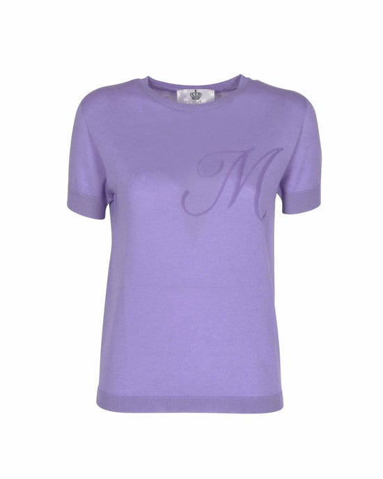 Crown Of Edinburgh Kasjmier Korte Mouw Art 003 Lilac Letter M - Image 2