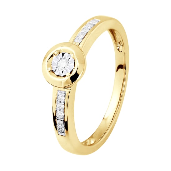 Diamond Solitaire supported 0,070 Cts Illusion 1 Ct Yellow Gold