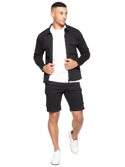 Enzo | Mens Cargo Shorts - Black