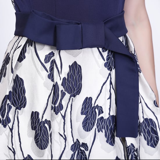 Flower Jacquard Skater -jurk en toegevoegde riem - Image 3