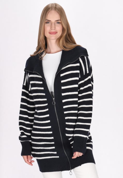 Dreimaster Vest Dames marine wol wit - Image 3
