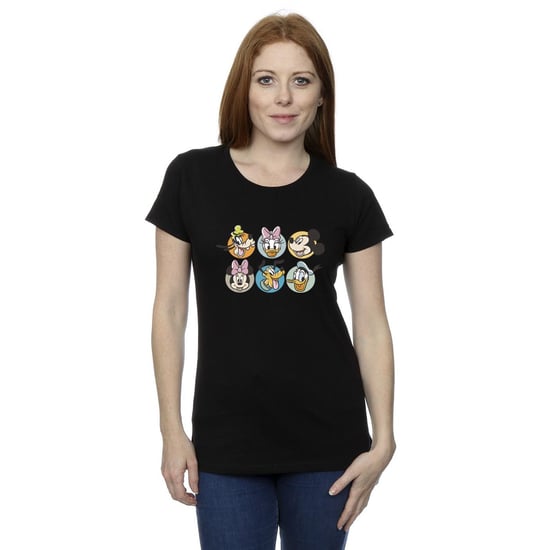 Disney Womens/Ladies Mickey Mouse And Friends Faces Cotton T-Shirt (Black)