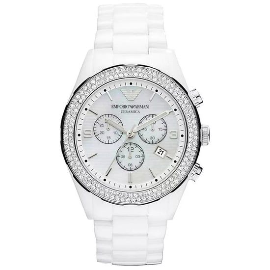 Emporio Armani AR1456 Ceramica Kristal Wit Dames Horloge - Image 1
