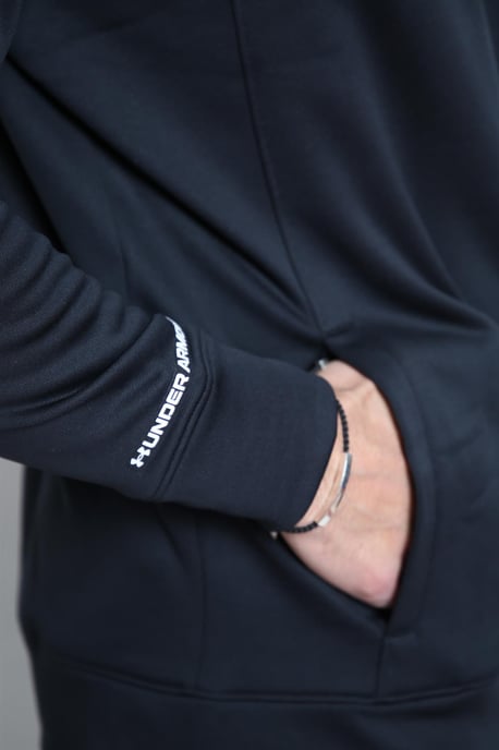 Under Armour fleece trainingstop met kwartrits voor heren in zwart - Image 5