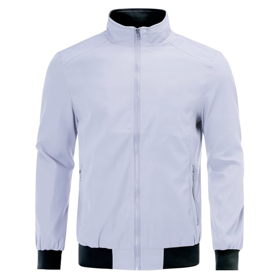 Heren Bomberjack met opstaande kraag, overgangsjack voor de herfst, casual sportjack lichtgrijs - Image 1