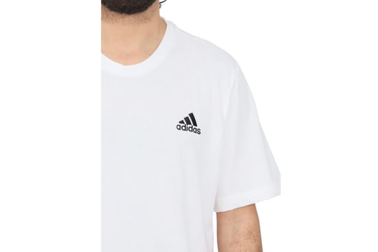 Men's adidas Essentials Embroidered Small Logo T-Shirt in White - Image 3