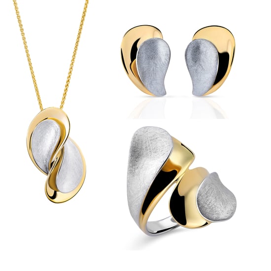 Orphelia 'Ameliana' Dames 925 Sterling Zilveren Set: Hanger + Oorbellen + Ring - Zilver/ Goud SET-7508 - Image 1