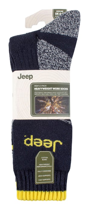 Heren Heavy Duty Werksokken met Boogondersteuning | Jeep | Volledige Kussen High-Performance Katoenen Bocksokken met Versterkte Hiel en Teen - Marineblauw / Grijs - Image 2