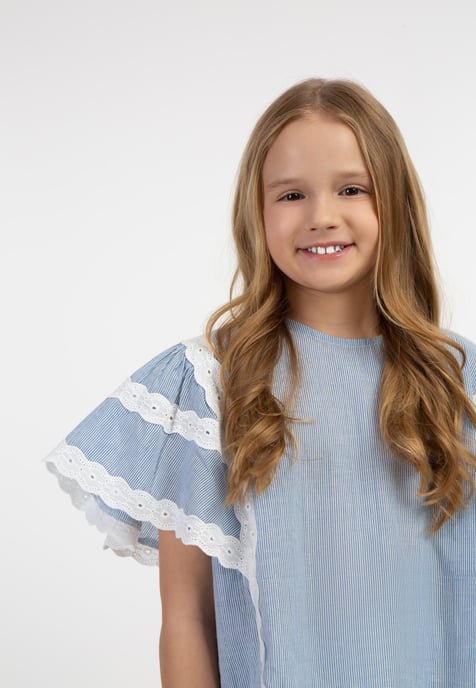 Dreimaster Blouse shirt Meisje Lichtblauwe dunne strepen - Image 5