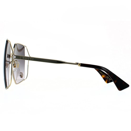 Gucci Square Womens Gold Grey Gradient Sunglasses