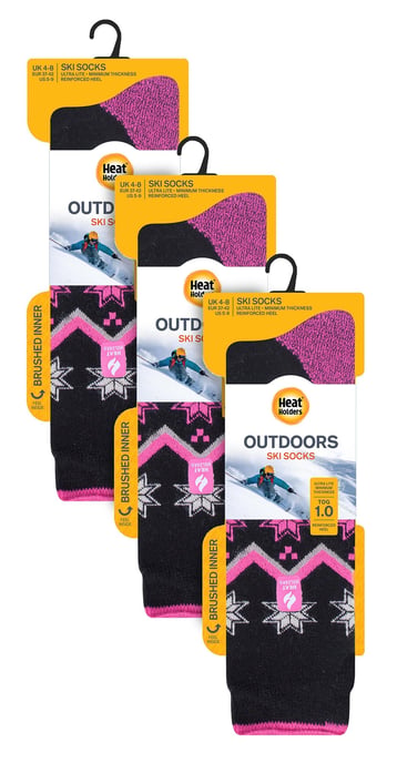 Heat Holders - 3 paar Ultra Lite dames skisokken - Zwarte Fairisle - Image 2