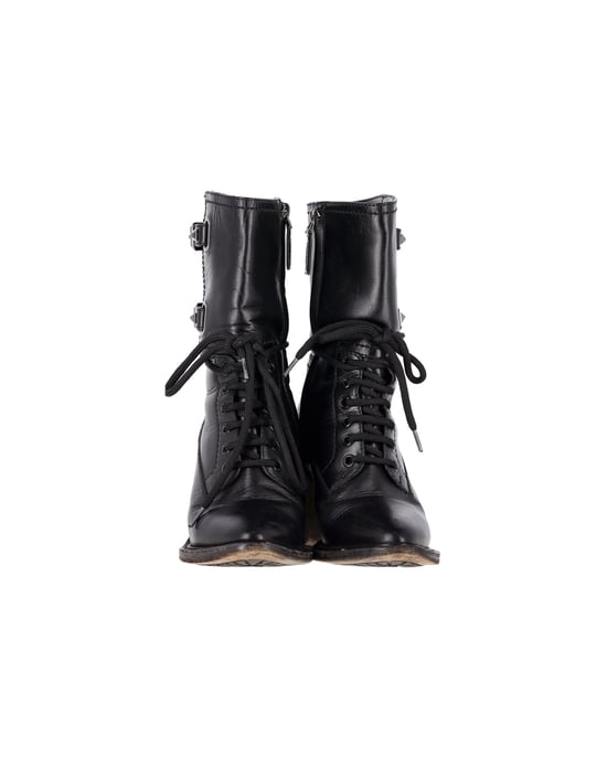 Valentino Garavani Rockstud Dubbelgesp Hakken in Zwart Leer - Image 2