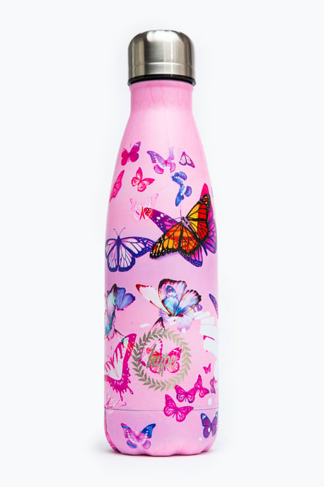 Hype Pink Butterflies Metal Reusable Bottle