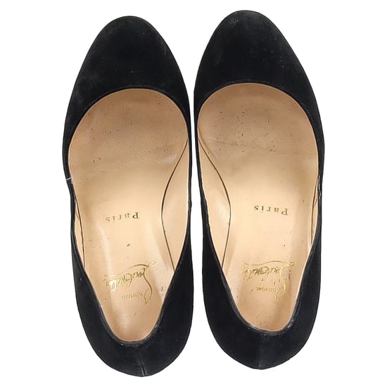 Christian Louboutin Ronde Neus Chunky Hak Platform Hakken in Zwart Suède - Image 3
