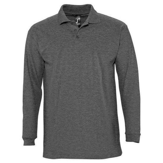 SOLS Volwassenen winter II gemêleerd poloshirt met lange mouwen (Houtskoolmelange) - Image 1