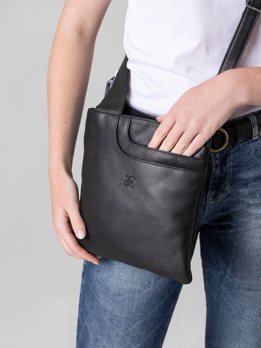 Allerdale Leather Cross Body Bag in Black