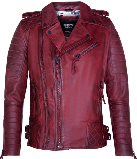 Biker quilted leather Brando motorcycle jacket