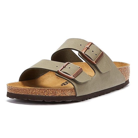 Heren Dames Birkenstock Arizona Birko Flor Nubuck Stone Sandalen - (Grijs) - Image 3