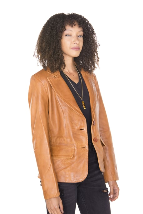 Womens Leather Blazer Jacket-Seregno