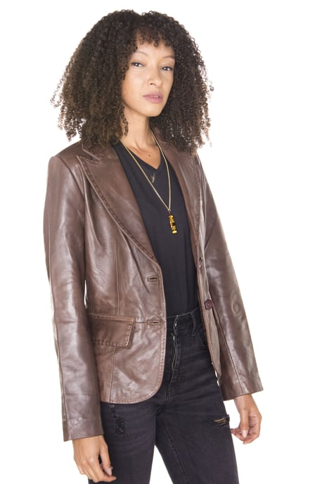 Womens Leather Blazer Jacket-Seregno