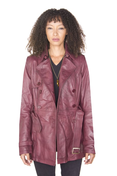 Womens Nappa Leather Trench Coat-Mosul