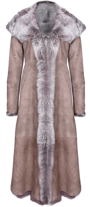 Womens Full Length Hooded Toscana Sheepskin Trench Coat-Donetsk