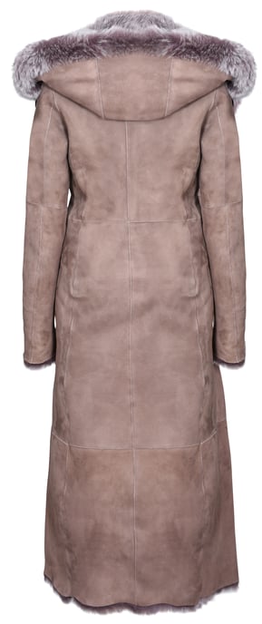 Womens Full Length Hooded Toscana Sheepskin Trench Coat-Donetsk